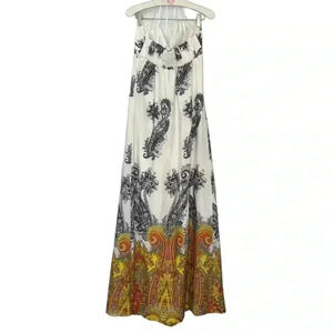 Cachè Wrap Top Double spaghetti Strap Halter Pleated Long Full Length Maxi Sz XS